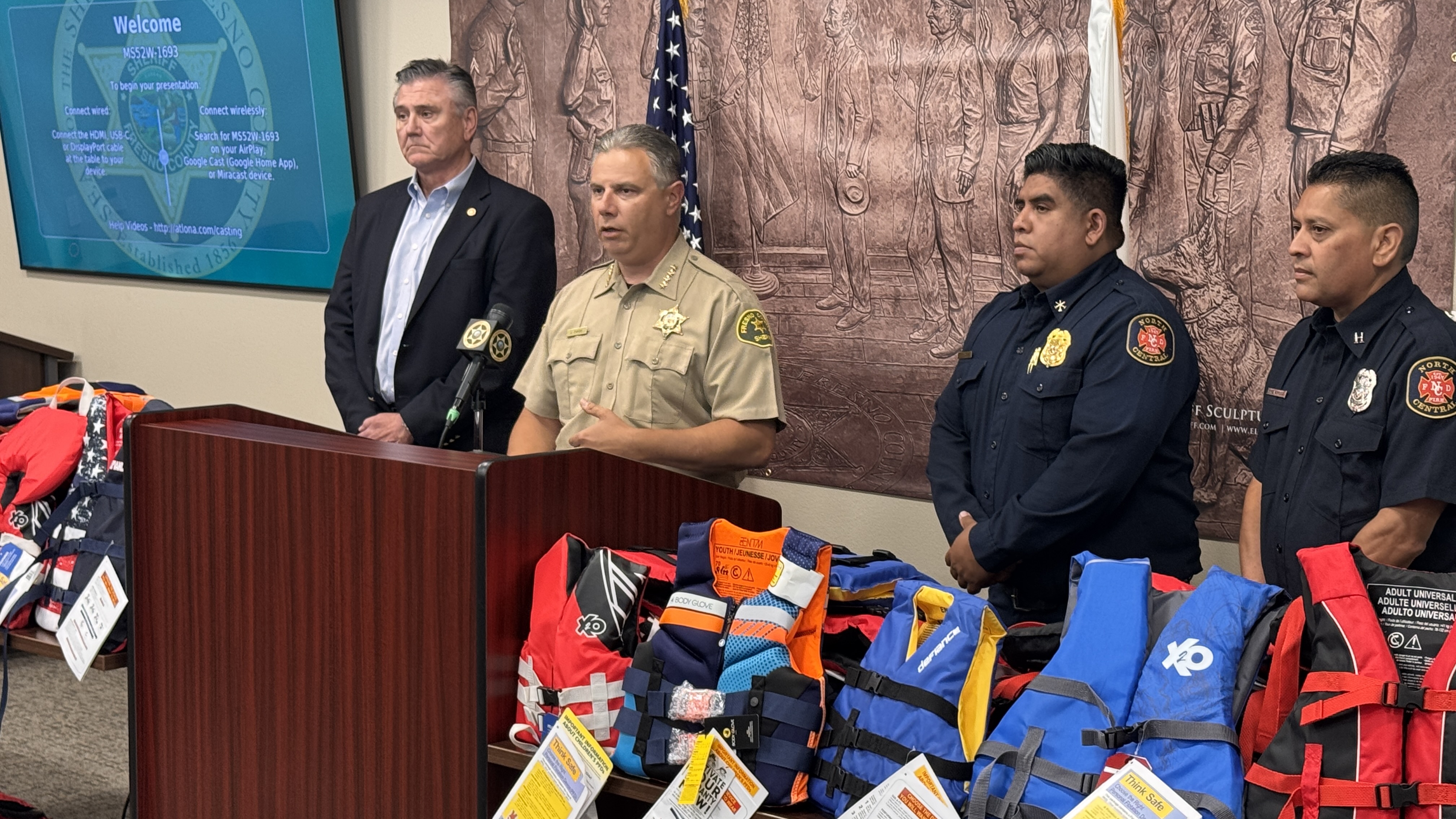 Sheriff Zanoni Displays Life Jackets